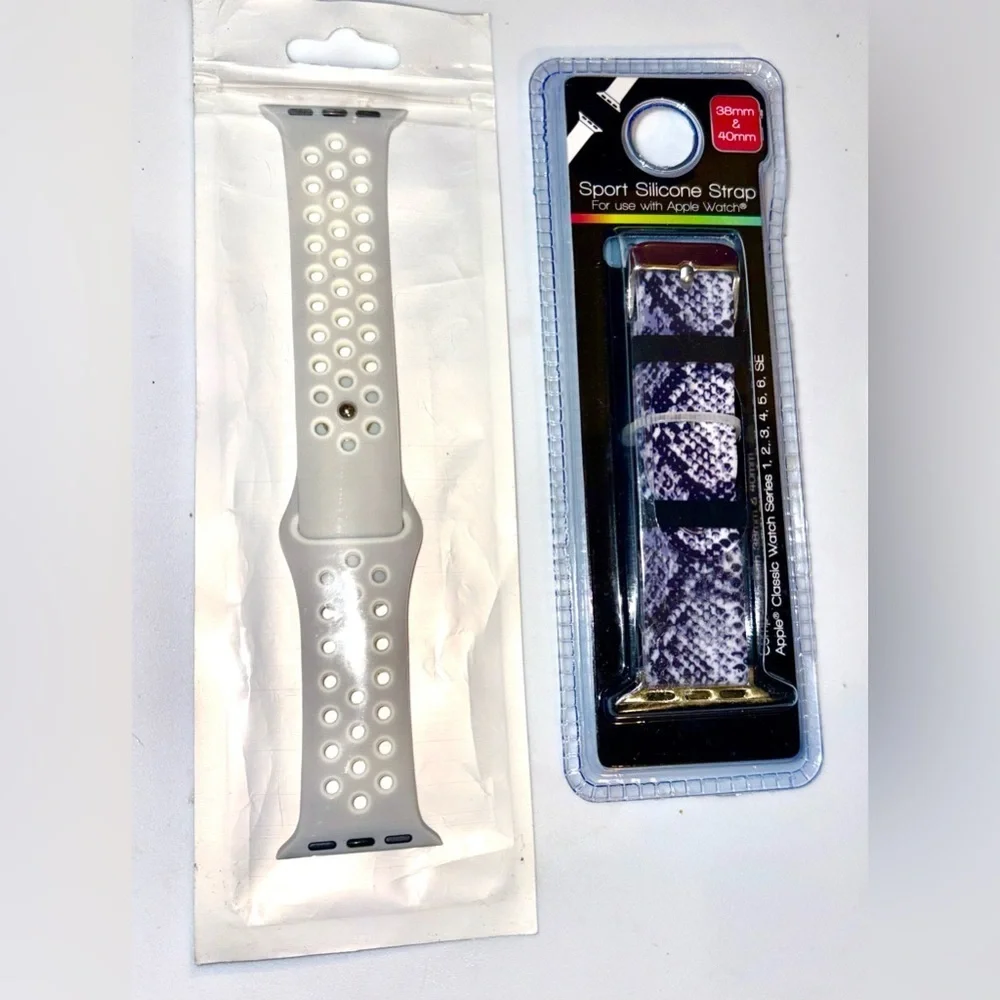 🎀🆕🎀 Apple Watch Gray and Black Silicone Watch Bands/Straps Set-38mm-40mm